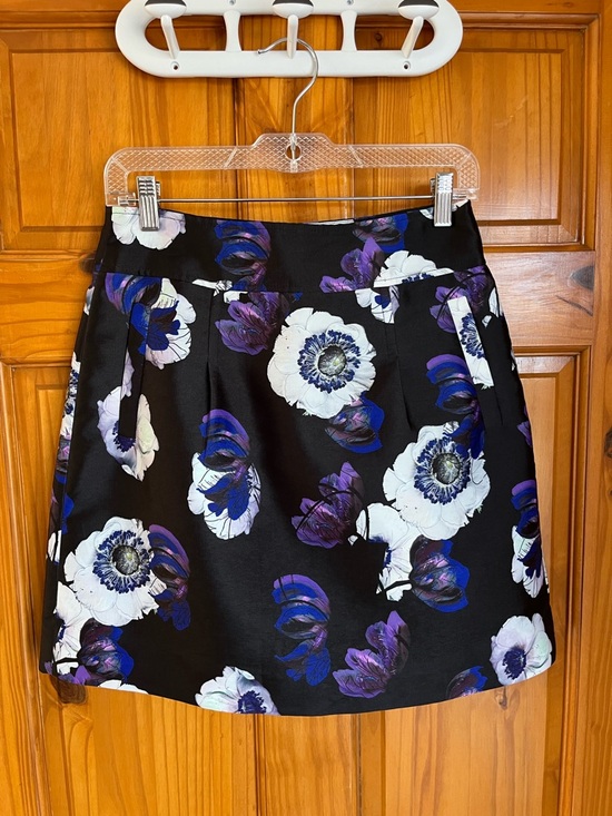 J. Crew Dresses & Skirts - J. Crew Black A-Line Skirt with Blue, Purple & White Floral Print